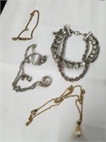 Group of vintage jewelry bracelets and necklaces