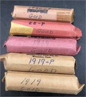 1919, 1920 & 1928 Wheat Pennies