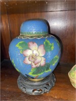 20th C. Chinese Cloisonne Ginger Jar w/ Stand