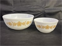 VTG Pyrex Butterfly Gold 402 & 404 Mixing Bowls