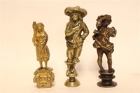 Three Gilt Bronze Seal w Figural