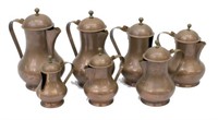 (7) VINTAGE CONTINENTAL GRADUATED COPPER KETTLES