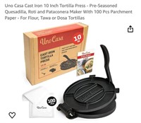 Uno Casa Cast Iron 10 Inch Tortilla Press