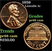 Proof 1959 Lincoln Cent 1c Grades GEM++ Proof Came