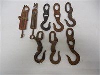 lot of 8 cast iron rope swivels & others