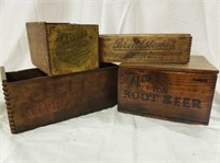 WOODEN CRATES, LOT OF (4) INCLUDING JELLO, ROOT