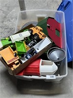 Plastic Farm Toys in Tote with Lid