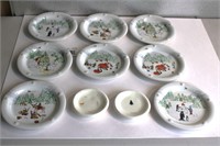 North Pole 7" Plates & Mueller Candle Holders