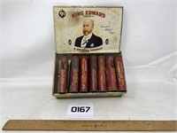 Cigar box of tobacco tins