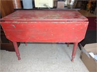 Red Painted Drop Leaf Farmhouse Table