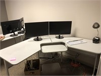 Gray corner computer desk