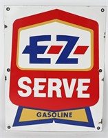 EZ SERVE GASOLINE PORCELAIN GAS PUMP PLATE SIGN