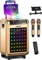 MASINGO Karaoke Machine  2 Mics  Disco Lights