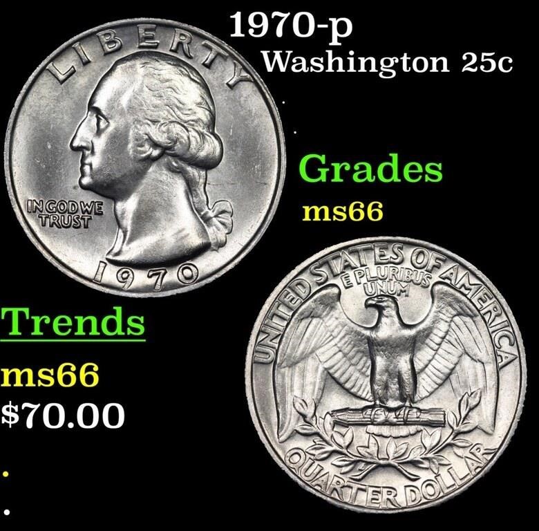 1970-p Washington Quarter 25c Grades GEM+ Unc