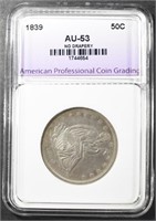 1839 SEATED LIBERTY HALF DOLLAR APCG AU