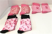 6pc breast cancer awareness socks