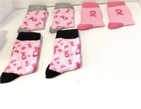 6pc breast cancer awareness socks