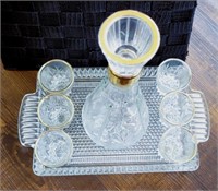 Vintage Sherry/Port Tray, Decanter & Glass set.