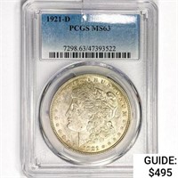 1921-D Morgan Silver Dollar PCGS MS63