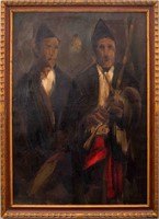 Emilio Prieto Rodriguez Dos Musicos Oil on Canvas