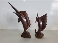 2 Iron Wood Marlin Figurines 17in X 13in Tall