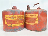 Two vintage Galvanized gasoline metal cans