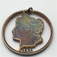 90% Silver 1921 Morgan Dollar Cut Out Pendant