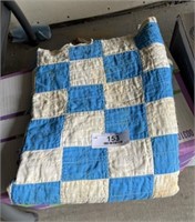 Small Vintage Handmade Square Pattern Quilt