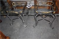 Set of (2) Glass-Top End Tables - Silver & Gold