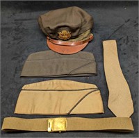US Army Officers Visor Cap Side Garrison Hats Belt