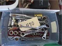 assorted sockets, open end wrenches