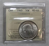 MS-64 ICCS_Canada 1940 Fifty Cents MS-64