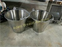 2 Vollrath stainless steel pails