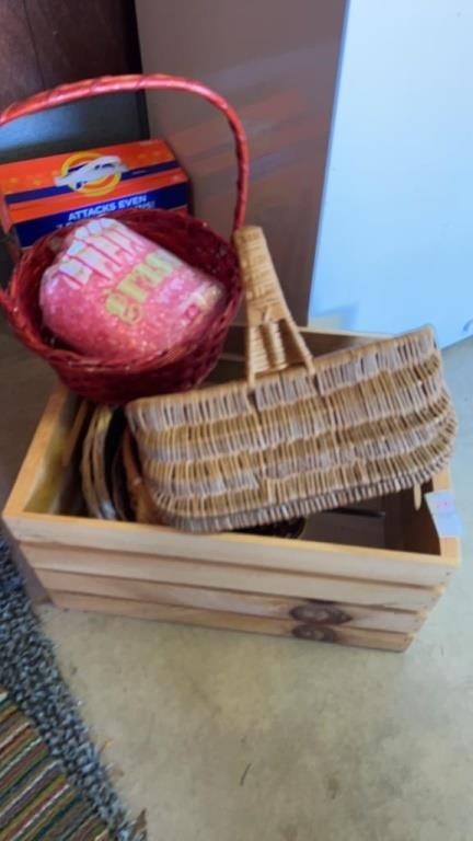 Baskets & wooden crate