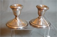 Pair Sterling Silver Weighted Candle Stick Holders