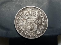 OF) 1897 Silver British Three pence