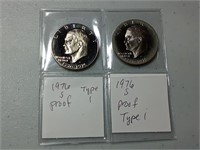 OF) Two 1976 s proof Ike dollars