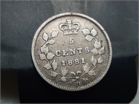 OF) 1881 h Canada silver five cents