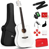 Vangoa 4/4 Acoustic Guitar Kit - White  RH