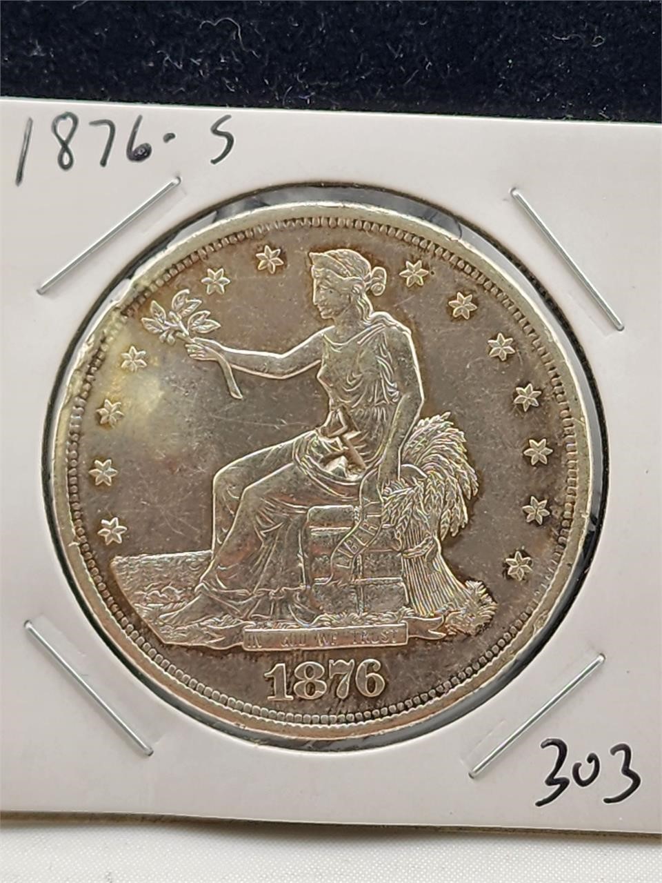 1876-S Silver Trade Dollar Chop Marks