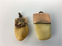 (2) Victorian Elk’s tooth lodge pendants for