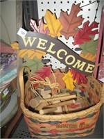 Basket, Welcome Sign & Crab Mallets