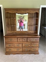 Wooden Dresser & Mirror
