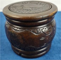 South African Carved Rhino & Hippo Motif Box