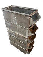 Stack of 5 Industrial Galvanized Bins