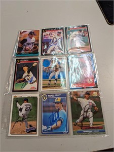 9 Autographed MLB Cards