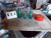 3- Green Canning Jars & Pot