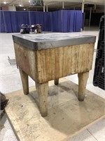 Stainless steel covered solid wood butchers block