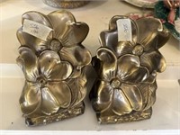 Pair of Brass Flower Bookends