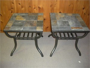 (2) Slate End Tables  24x24x24 inches
